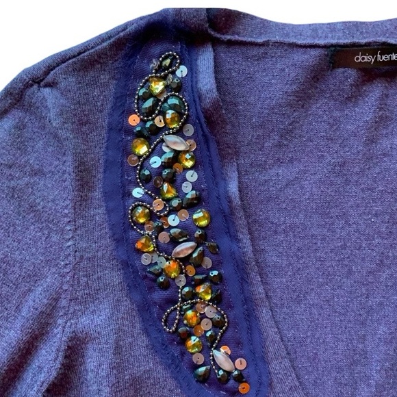 NWT embellished purple cardigan sweater Daisy Fuentes size Medium - Picture 3 of 11